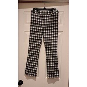 Derek Lam 10 Crosby Plaid Flare Crop Ankle Trousers in Black & White Size 2
